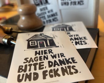 Hier sagen wir… – Outdoor-Aufkleber DIN A7 (10Stk.)