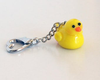 Keychain little duck Kawaii pendant polymer clay mobile phone charm cell phone pendant gift key phone animal lucky charm duckling