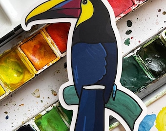 Large sticker colorful toucan vinyl clear transparent matte waterproof laptop planner journal desk notebook cell phone case