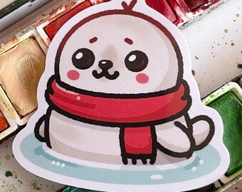 Sticker Baby Seal in Kawaii Chibi Style Vinyl Glossy Waterproof | Laptop Planner Journal Water Bottle Desk Notebook Phone Case