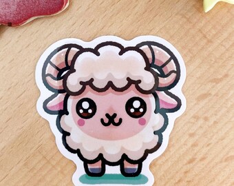 Sticker sheep in Kawaii Chibi style vinyl glossy waterproof | Laptop planner journal water bottle desk notebook phone case