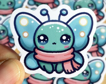 Sticker Butterfly Kawaii Chibi Style Vinyl Glossy Waterproof | Laptop Planner Journal Water Bottle Desk Notebook Phone Case