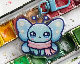 Acrylic Pendant Small Butterfly Kawaii Chibi Style | Keychain Glitter Charm | Gift Back to School Key Animal