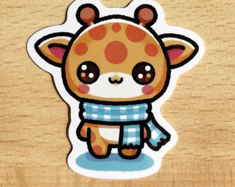 Sticker Giraffe Kawaii Chibi Style | Glossy Waterproof Vinyl | Laptop Planner Journal Water Bottle Desk Notebook Phone Case