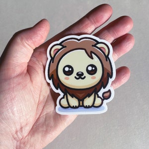 Grande adesivo estilo Leão Kawaii Chibi | Vinil mate à prova de intempéries | Capa de telefone para notebook, diário, planejador de laptop | Presente
