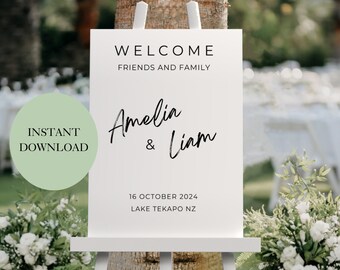 Minimalist Wedding Welcome Sign, Welcome to our Wedding Poster, Script Welcome Poster, Instant Download, Edit in Canva A17PO13_1
