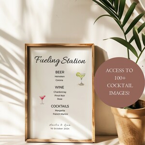 Open Bar Sign, Minimalist Wedding Bar Menu, Simple Wedding Drink Menu Printable, Signature Drinks Sign, His and Hers Editable A17PO26_1