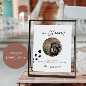 Pet Open Bar Sign, Pet Photo Sign, Wedding Bar Sign Template Dog, Animal Wedding Bar Sign, Drinks Are On Us, Printable Editable A17PO49_1