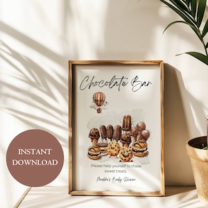 Chocolate Bar Table Sign, Printable Baby Shower Treats Sign, Editable Candy Bar Sign, Dessert Bar Sign, Whimsical Birthday Sign, A17PO55_1