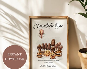 Chocolate Bar Table Sign, Printable Baby Shower Treats Sign, Editable Candy Bar Sign, Dessert Bar Sign, Whimsical Birthday Sign, A17PO55_1