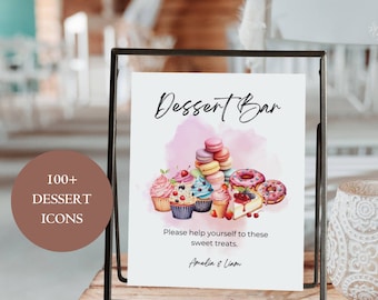 Wedding Dessert Table Sign, Printable Wedding Treat Table Sign, Editable Candy Bar Sign, Dessert Bar Sign,Minimalist Wedding Sign, A25PO17