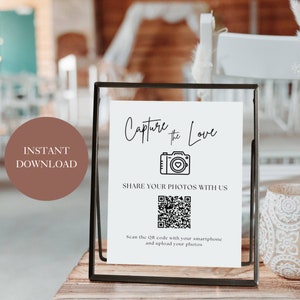 Capture the Love Wedding QR Code Sign, Wedding Sign, Wedding Photo Sign, Instant Download, Edit with Canva A17PO40_5