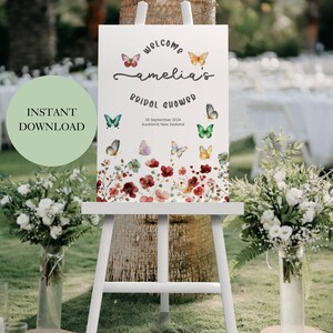 Butterflies Bridal Shower Welcome Sign, Lifetime of Butterflies , Printable Bridal Sign, Editable Welcome Sign, A23PO13_2