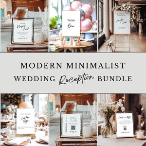 Modernes Hochzeits-Empfangs-Bundle, bearbeitbares Hochzeitsschild-Vorlagen-Set, Hochzeits-Empfangs-Bundle, Hochzeits-Kit, Spielkarten-Gästebuch-Zeichen A17PO32