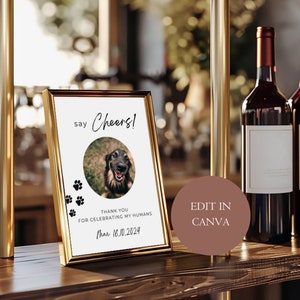 Drinks on Me, Dog Open Bar Sign, Pet Photo Sign, Wedding Bar Sign Template Dog, Animal Wedding Bar Sign, Printable Editable A17PO49_1