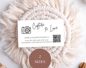 Capture la tarjeta con código QR de Love Wedding, tarjeta con foto de boda, tarjeta de boda con código qr, descarga instantánea, edición con Canva A17PO40_7
