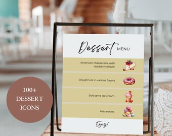 Sjabloon menubord dessertbar, ontwerp je eigen bord dessertbar, Ice Cream Bar, Candy Bar, Donut Bar, 100+ dessertafbeeldingen, A25PO17_2