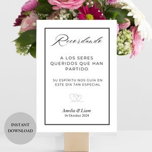 Spanish Memorial Wedding Sign | Printable Wedding Memorial Sign | Spanish Memory Sign |Modern Minimalist Signs | Instant Download A17PO29