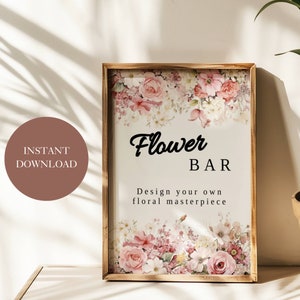 Pink Floral Love in Full Bloom Sign, Bouquet Bar Sign, Make a Bouquet Sign, Flower Bar Sign, Shower Sign Printable, Instant Download A19PO58
