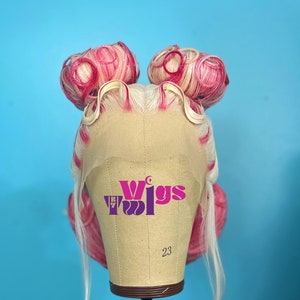 Pink and Blonde Space Bun Updo Drag Queen Wig