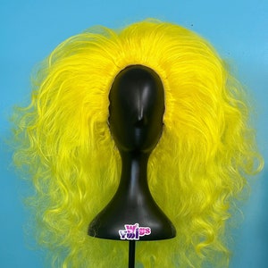 Big Yellow Bombshell Curly Drag Wig or Custom Color