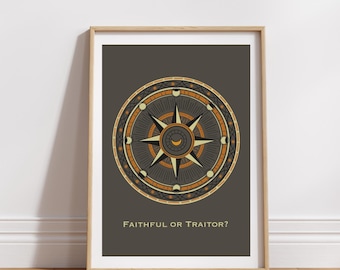 The Traitors TV Show Print: Faithful or Traitor Compass Art (Digital Download)