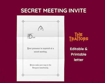 The Traitors Secret Meeting Invitation Printable – Murder Mystery Game Night Invite, Editable Canva Template