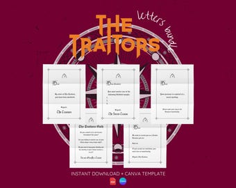 Traitors Letters Bundle | Murder, Invite, Recruit, Oath | Murder Mystery Party Game | Editable Printable Canva PDF | A4 & US Letter
