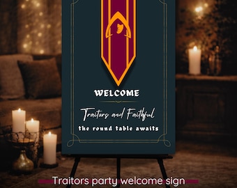 The Traitors Party Welcome Sign Printable, Traitors Watch Party Decor, Murder Mystery Party Sign, Editable Canva Template, Instant Download