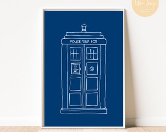 Doctor Who - The TARDIS digital print: customisable wall art decor | digital download, choose your colour