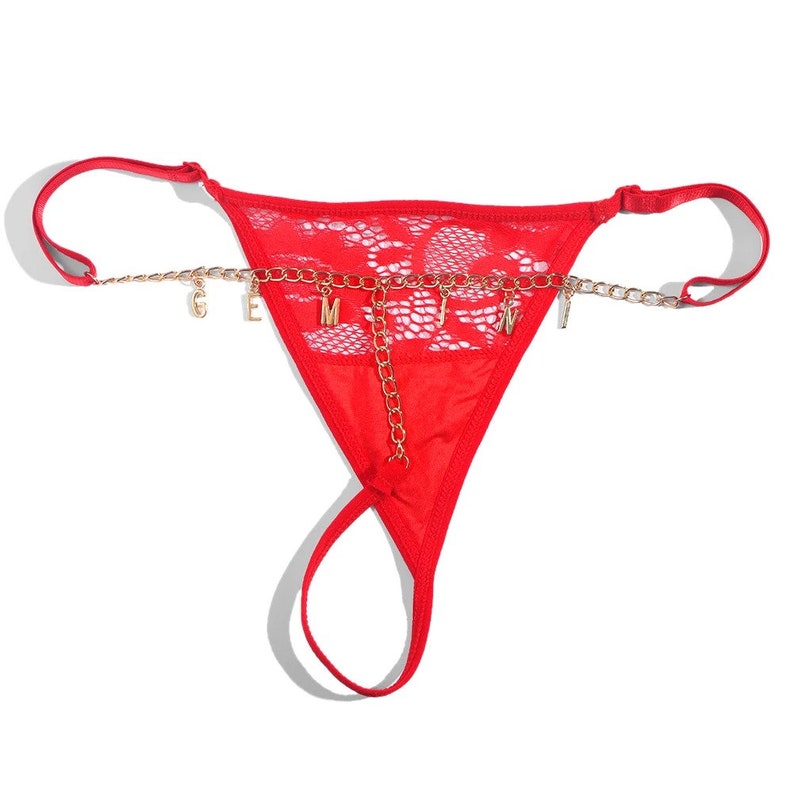 Custom Named Thong Jewelry Custom Thongs with Crystal Letter Name Gift Red