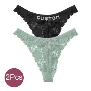 2 Piece Custom Named Thong Jewelry Custom Thongs with Crystal Letter Name Gift Black - Gray