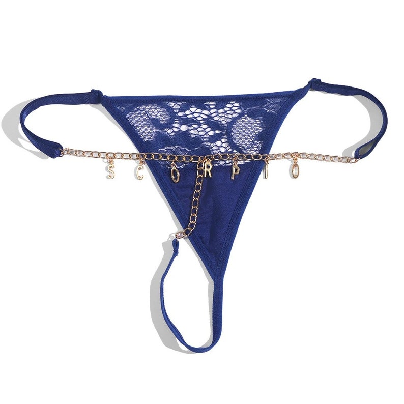 Custom Named Thong Jewelry Custom Thongs with Crystal Letter Name Gift Blue