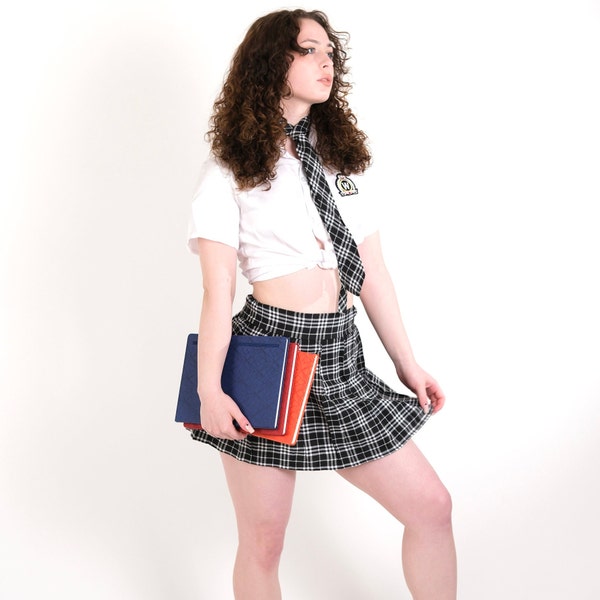 School Girl Cosplay Costume - Roleplay Lingerie with Pleated Skirt