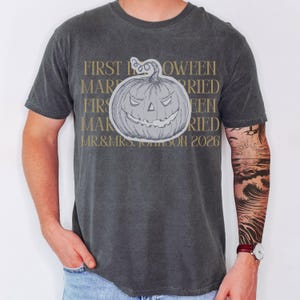 Comfort Colors Personalized First Halloween Married Couple Matching Shirt, Couple Trick or Treat Tee, Custom Mr and Mrs Halloween T-Shirts image 8