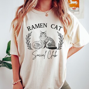 Comfort Colors® Ramen Cat T-Shirt, Funny Kawaii Shirt, Japanese Food Tees, Japanese Shirt, Foodies Shirt, Ramen Lover Tshirt, Cat Lover Gift