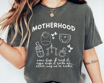 Comfort Colors Motherhood Rock Shirt, Trendy Mom T-Shirt, Rocker Mama Tee, Funny Mom TShirt, Motherhood Tees, Mother's Day Gift, Mom Gift