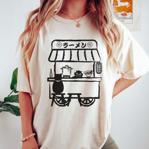 Comfort Colors® Ramen Cat T-Shirt, Funny Kawaii Shirt, Japanese Food Tees, Japanese Shirt, Foodies Shirt, Ramen Lover Tshirt, Cat Lover Gift