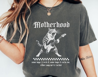 Comfort Colors Motherhood Rock Shirt, Trendy Mom T-Shirt, Rocker Mama Tee, Funny Mom TShirt, Motherhood Tees, Mother's Day Gift, Mom Gift