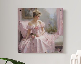Coquette Chic Acrylic Wall Art: Graceful Woman on Chaise Lounge