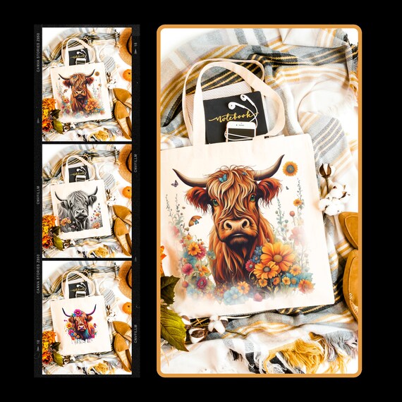 Personalizzato Carino Mucca Highland Grande Borsa Tote In Iuta Con Nome Accessori Da Viaggio Regalo Di Compleanno Per Le Vacanze Per Le Donne Amanti Delle Mucche Highland Callie 138229
