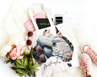 Australiana Cockatoo Tote Bag, Large Capacity, Book Lover Gift