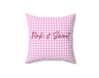 Coquette Décor girls bedroom  throw pillow pink Polyester Square Pillow gift for girls Coquette room Décor Square Pillow "Pink and Sweet"