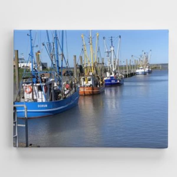 Leinwandbild Schiffe im Hafen von Dorum