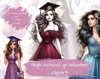 Hight School Graduates girls,Graduation girls Clipart,Graduation students,Graduation gowns,Sublimation Design,Graduation DIY,Mug design