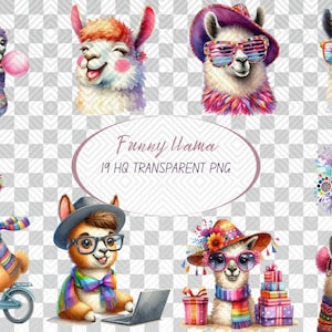 Funny Llama Clipart 19 Png, Cute Caricature Alpaca, Quirky Farm Animal ...