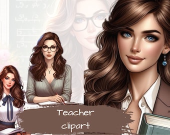 Teacher Clipart, Beautiful Teacher female clipart, Back to School, School Clipart, Business Casual, Teacher&#39;s Day, Office Clipart