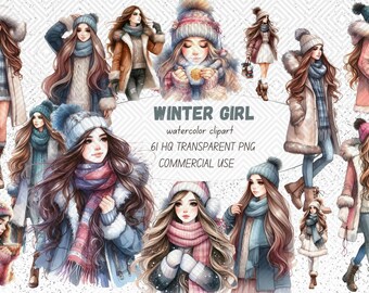 Winter Mädchen Clipart: Mode Outfits, Scrapbooking Grafiken (digitaler Download)