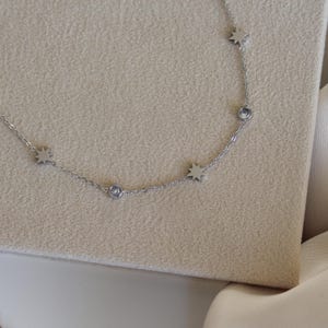 Stainless Steel North Star Necklace – Dainty Chain with Cubic Zirconia, Celestial Jewelry, Hypoallergenic & Elegant