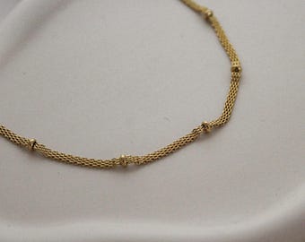 Sumire Chain Necklace, Gold Plated Bubble Chain Necklace – Layering Choker Style, Dainty Stainless Steel Jewelry Gift for Her, Waterproof